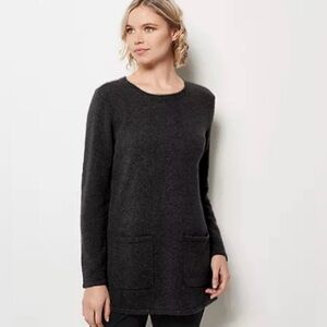 JASON WU Gray Crewneck tunic sweater with front pockets size L